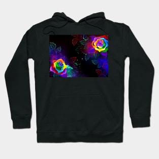 Black Background with Rainbow Roses Hoodie